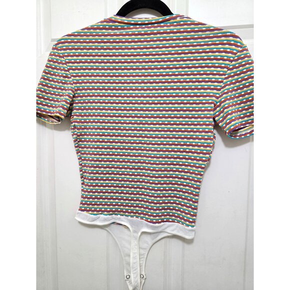 Cosabella Women's Striped V-Neck 90s Bodysuit M-M Made In Italy - Picture 4 of 7